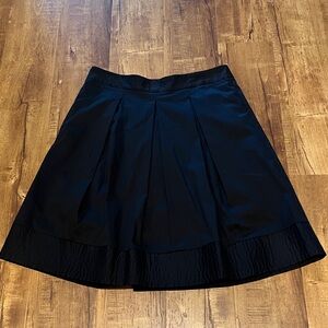 Ann Taylor black skirt with wide pleated panels. Size 12, NWT.